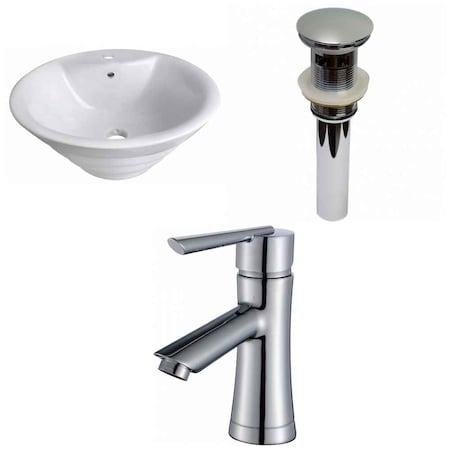 19.25-in. W Above Counter White Vessel Set For 1 Hole Center Faucet